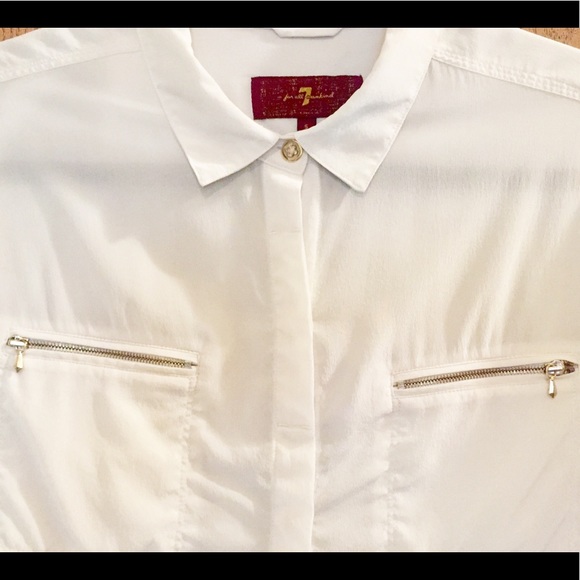 7 For All Mankind 100% Silk Cream Blouse - Picture 2 of 8